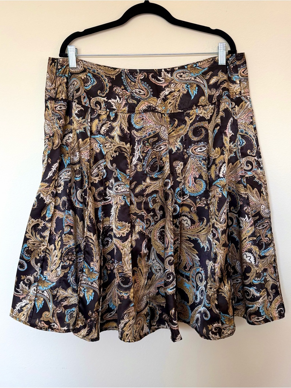 Y2K Chocolate Brown Paisley Midi Skirt. Worthington Size XL